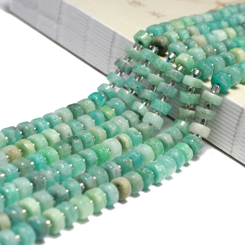 

Wholesale 100% Natural Gem Stone Green Amazonite Rondelle Spacer Beads for Jewelry Making Diy Bracelet Accessories 4*6mm