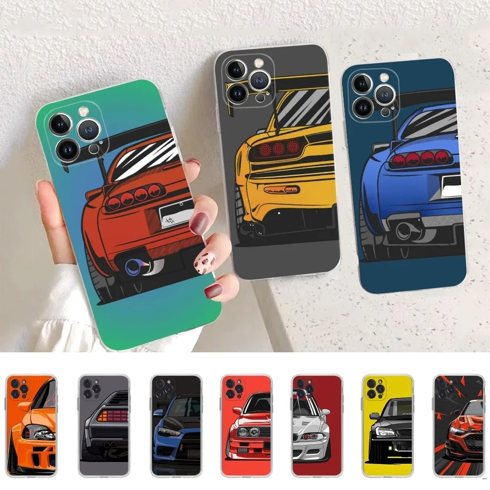 

Japan JDM Sports Cars Phone Case For iPhone 14 13 12 Mini 11 Pro XS Max X XR SE 6 7 8 Plus Soft Silicone Cover