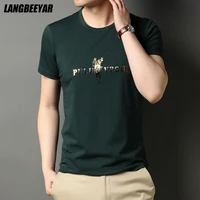 2022 top grade cotton spandex new summer designer brand tops short sleeve pattern casual korean fashion tshirt for men clothes