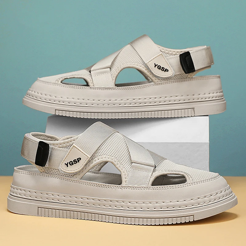 Мужские сетчатые сандалии с вырезами Мужская Уличная дышащая рабочая обувь