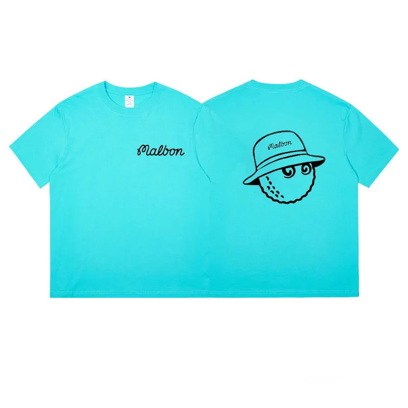 Malbon Golf  Men's Summer Colorful Cotton Large Bucket Hat  Loose Fit Street Short Sleeve T-Shirt Couple Fashion Top Clothing