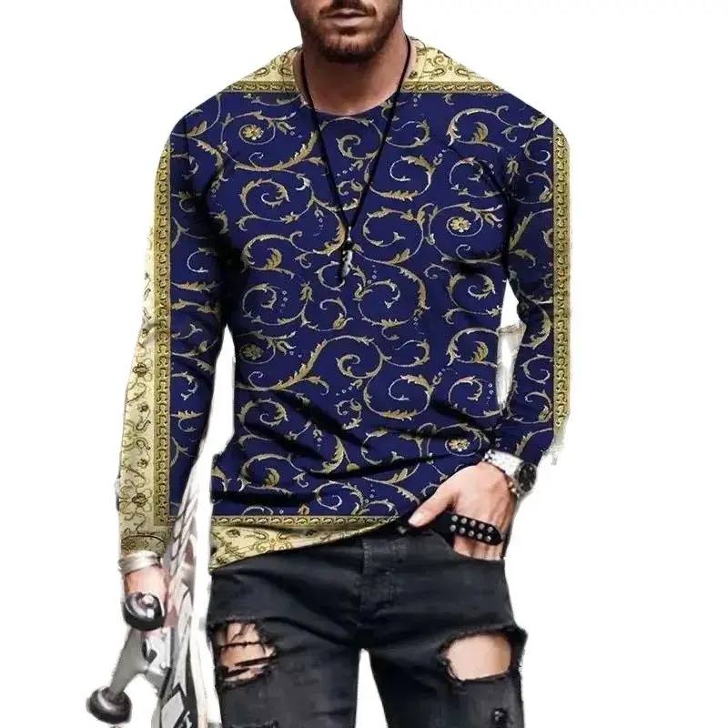 Мужской свободный уличный Топ Классический ретро-топ с круглым вырезом и