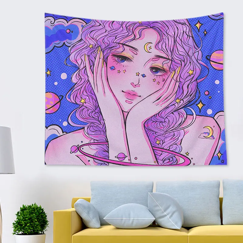 

Tapestry Background Beautiful Girl Tapestry Decor Dorm Bedroom Tapestry Wall Hanging Carpet Kawaii Room Decor Decoration Mural