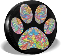 delerain dog paw print spare tire covers waterproof dust proof spare wheel cover universal fit