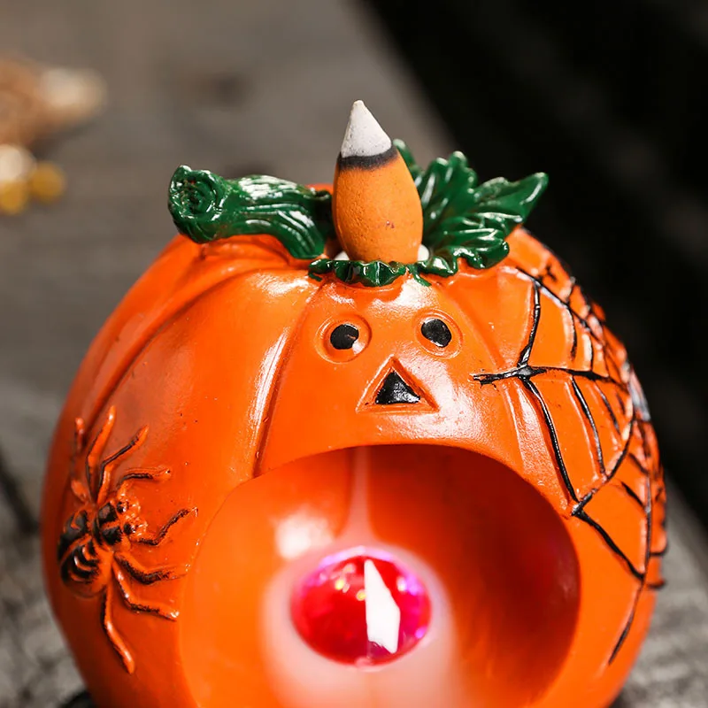 1 Шт. Светодиодная Смоляная Курильница В Виде Тыквы С Обратным Потоком Дыма