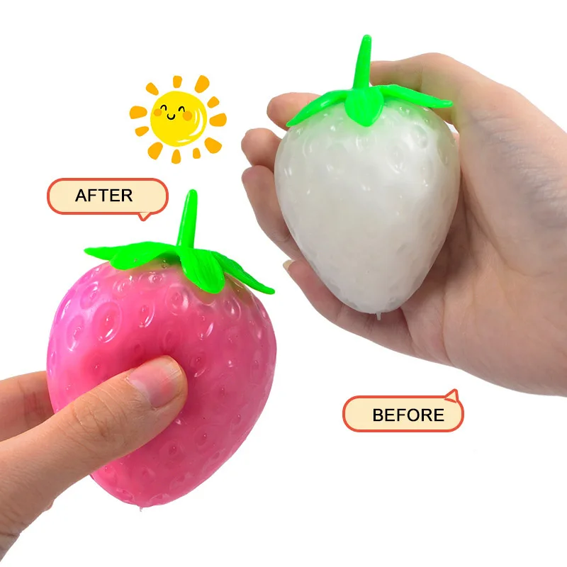 

Hot Selling Simulation Color-changing Strawberry Needoh Stress Relief Ball Fruit Decompression Tofu Ball Vent children's Toys