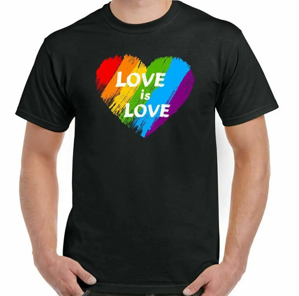 

LGBT T-SHIRT Mens Love is Love Pride Rainbow Colours Top Tee Outfit Clothing