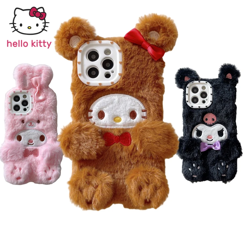 

Kuromi My Melody Hello Kitty, плюшевый сотовый телефон, модель 11 iphone12/13 Pro Maxxs Max, милые Мультяшные мягкие плюшевые животные