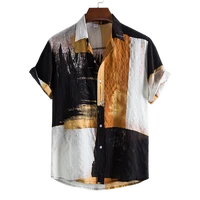 2022 summer mens linen short sleeve button down shirt floral loose casual hawaiian ethnic party shirt