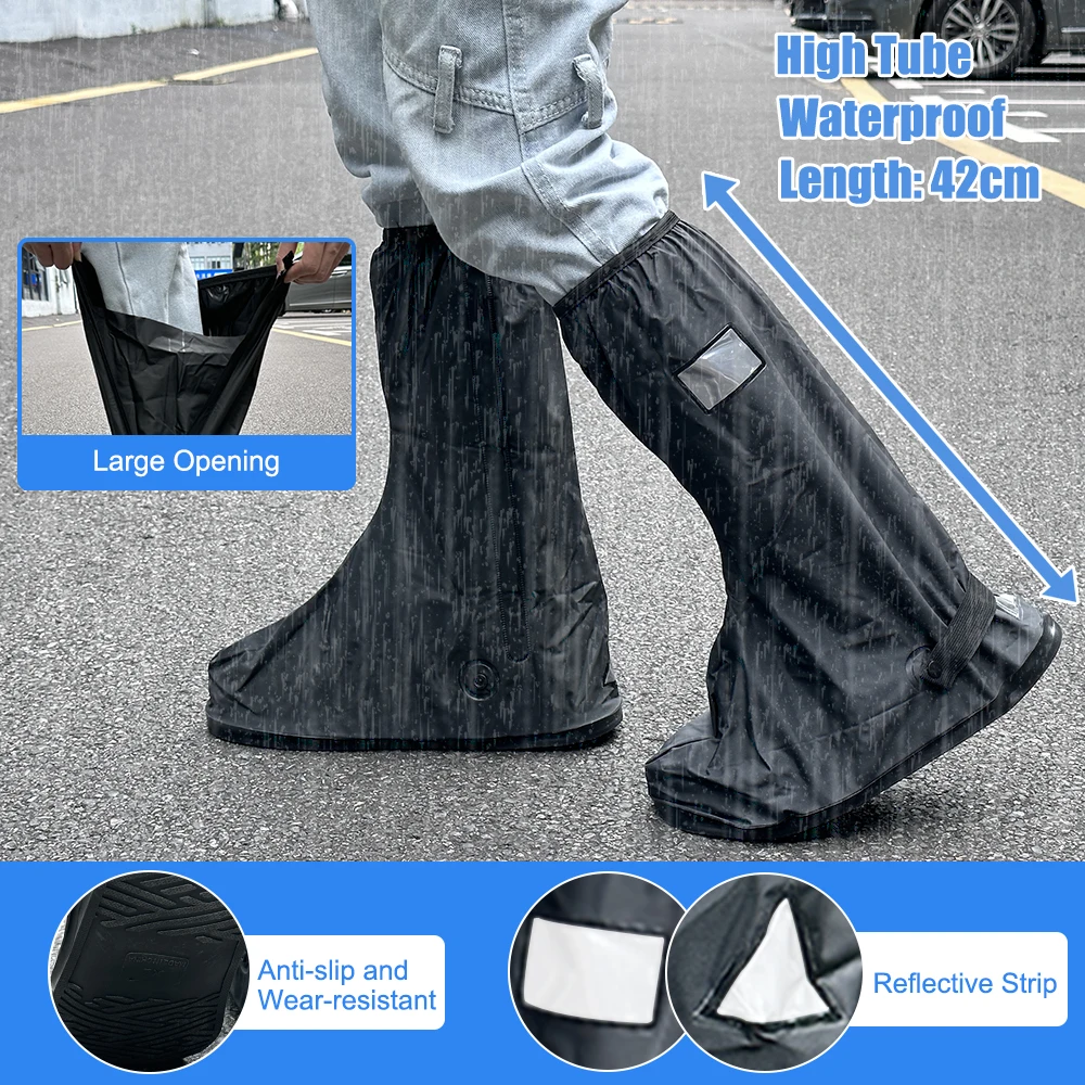 

With Reflective Strips Motorcycle Boots Shoe Covers Bicycle Shoes Protectors For Rainy Snowy Day Waterproof