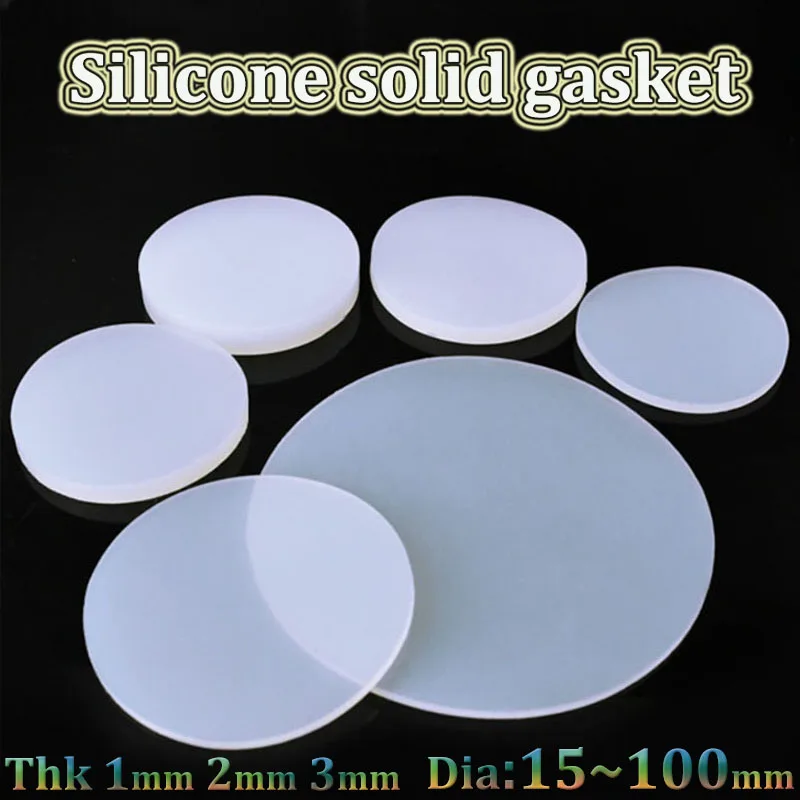 

5/10PCS Solid Silicone Gasket Sheet Seal Gasket High Temperature Resistant Rubber Thickness 1/2/3mm Diameter 15-100mm