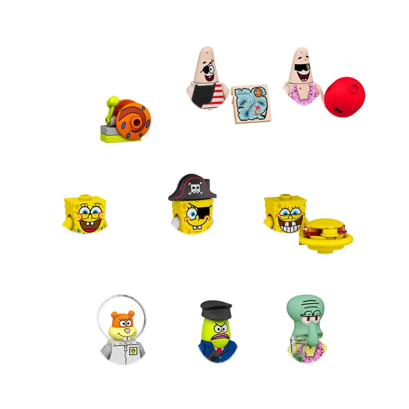 

FL1002 FL1016 SpongeBob Mini Action Toy Figures Building Blocks Compatible Cartoon Anime Bricks Assemble Birthday Gifts for Kids