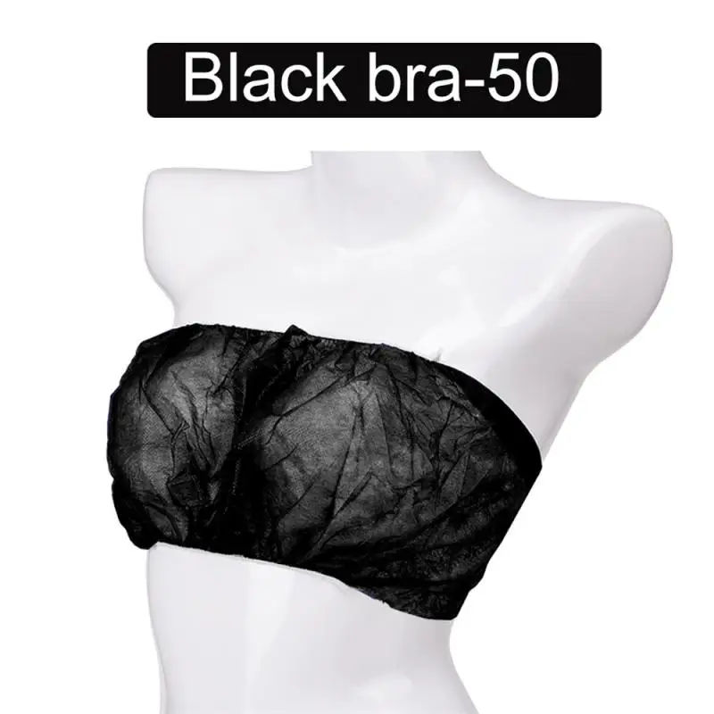 50 Pcs/pack Of Disposable Non-woven Bras Elastic Straps Spa Top Disposable Underwear Wrapping Bras Sauna Bras For Beauty Salons