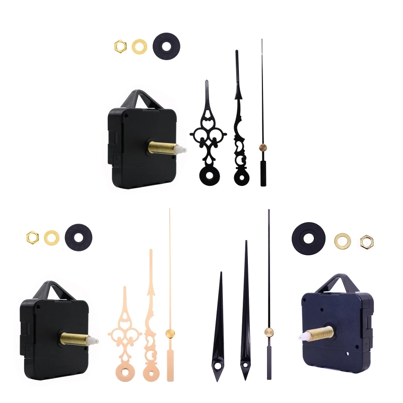 

W3JA DIY Quartz Wall Clock Movement Mechanism with Hands Long Shaft Silent Kit Battery Operated Repair Parts