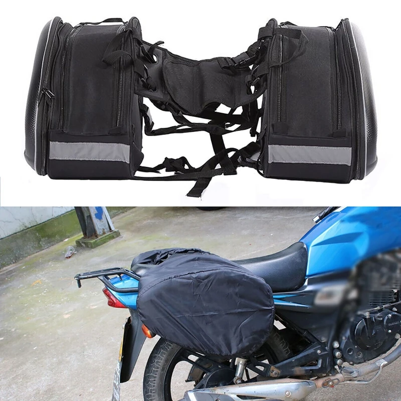 

1 Pair Carbon Fiber/Black Motorcycle Side Bag Waterproof Expandable Capacity 36L-58L Motorbike Luggage Bags with Rain Cover