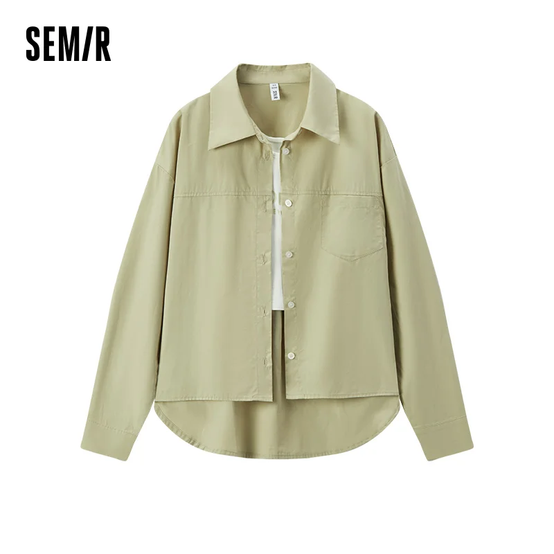 Фото Semir рубашка с длинным рукавом женская минималистичная свободная блузка жилет с буквенным принтом стильная осенняя рабочая одежда комплект из двух предметов №1