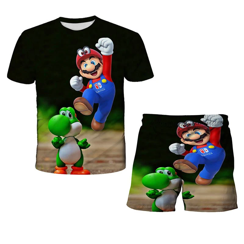 

Summer Suit Mario- T-shirt 4 To 14 Years Baby Boys Clothing Sets Kids Sets 2pcs Short Sleeve Tshirts+shorts Child Boy Outfits