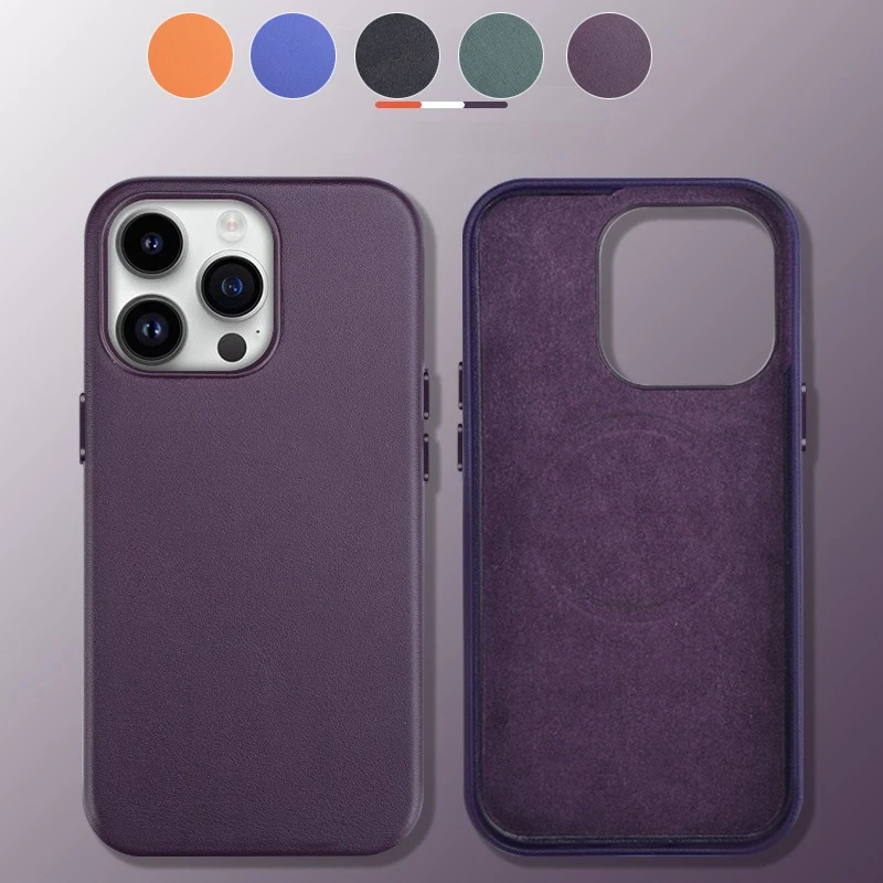 

Premium Scratch Resistant Leather Magnetic Back Cover For iPhone 13 Pro Max 13 Series Protection Solid Color Phone Case