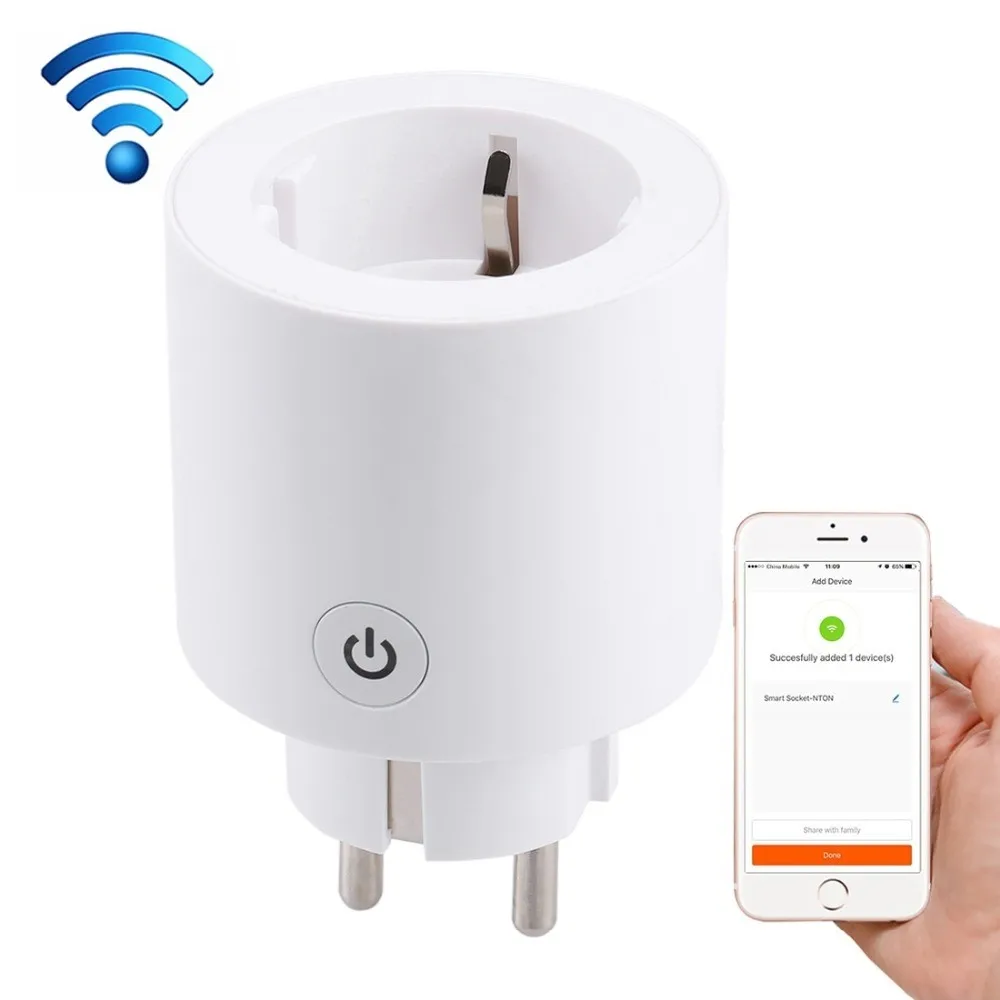 

JH-G01E 10A 2.4GHz WiFi Control Smart Home Power Socket Works with Amazon Alexa & Google Home, AC 100-240V, EU Plug