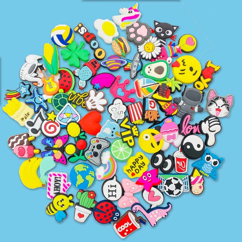 100pcs/Set Cartoon Anime Boys Girls Shoes Accessories PVC Garden Shoe Decorations For Crocs Jibz Charms Kids Birthday Gift