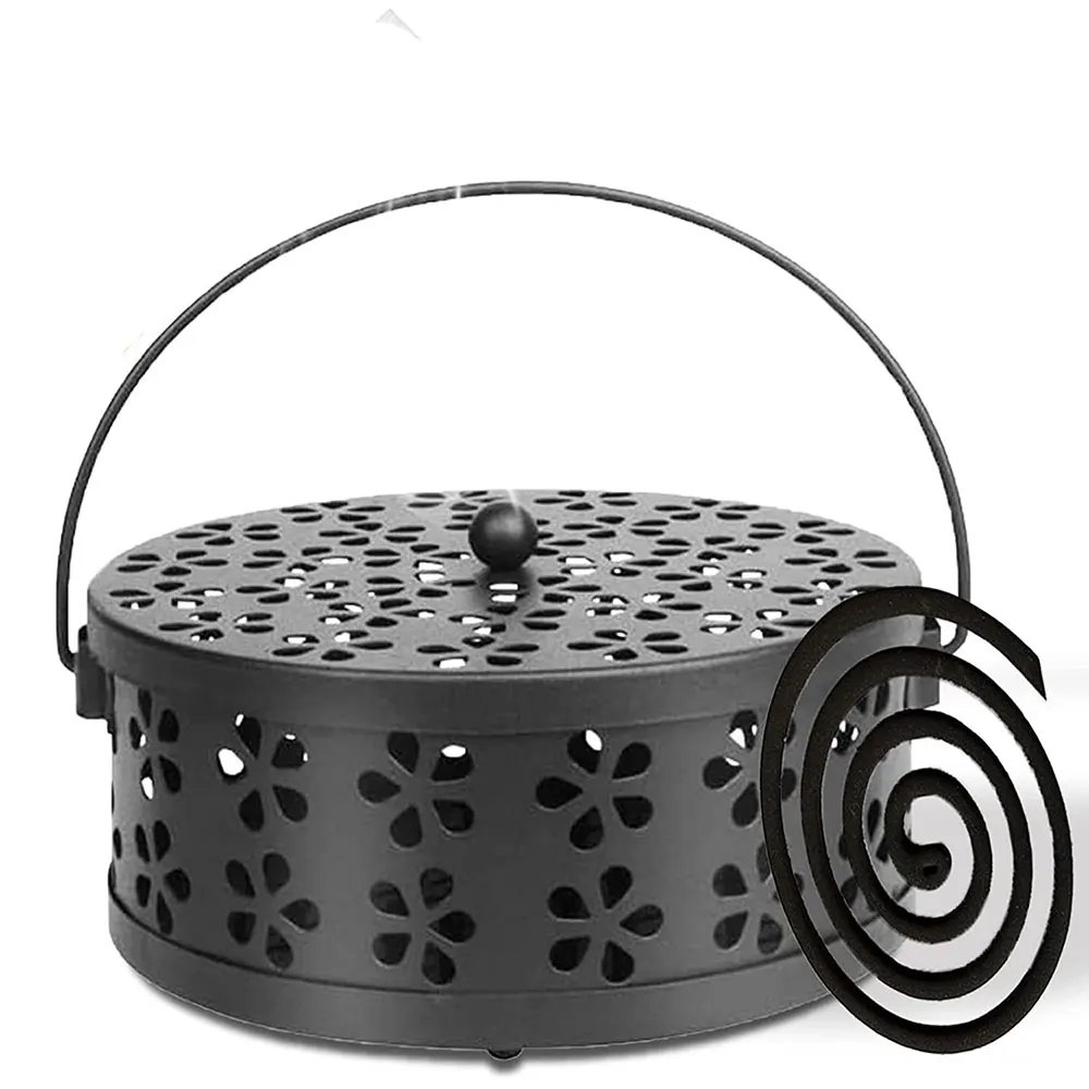 

Портативный держатель для спирали для благовоний, долговечная Классическая спираль с ручкой, с отверстиями, для комаров, дома, кемпинга, сада
