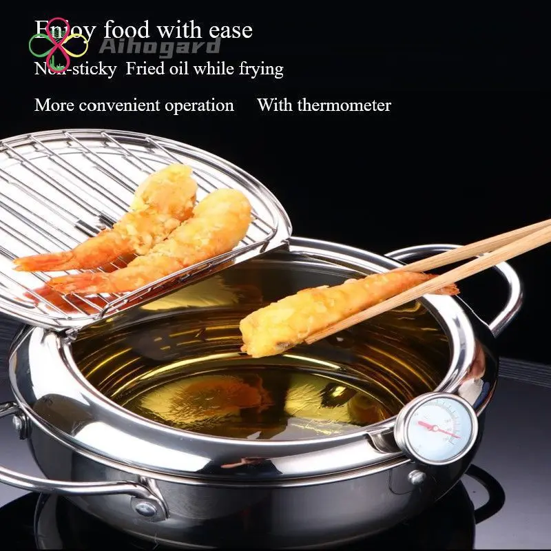 

Thermometer Even Heat Distribution Precise Temperature Control Japanese Deep Frying Pot Durable High-quality 304 Stainless Steel