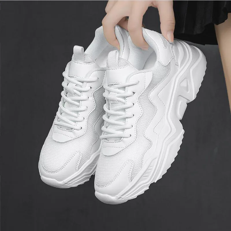 

JUNSRM 2022 New Spring Chunky Sneakers Women Breathable Shoes Big Size 35-44 Casual Running Sneakers Women Vulcanized Shoes