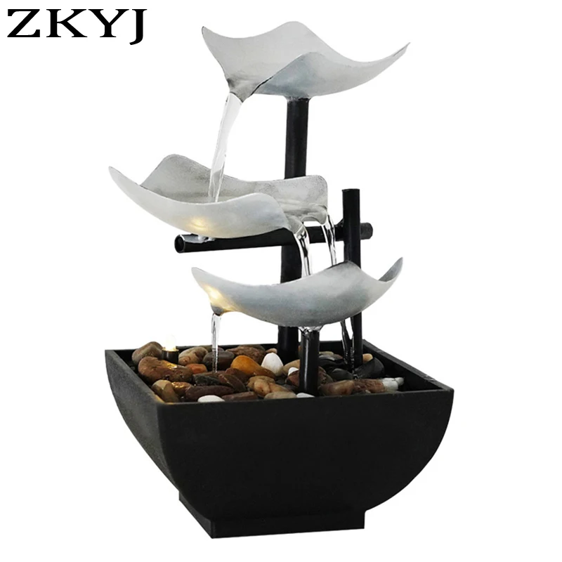 

Минималистичный 3-этажный фонтан, комнатный настольный фонтан «Водопад» с выключателем питания, Автоматический водяной насос со светоотра...