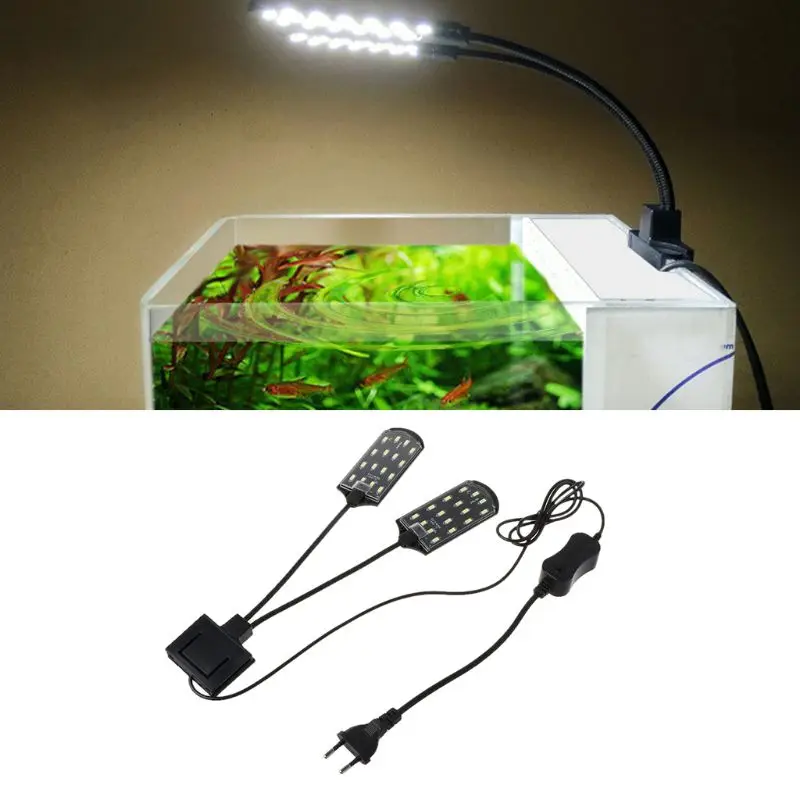 51BD Fish Tank Clip on Light Clamp Aquarium Small Lights Two Lamps in One 32 LED Beads 10W Promoting Water Plant Growth |