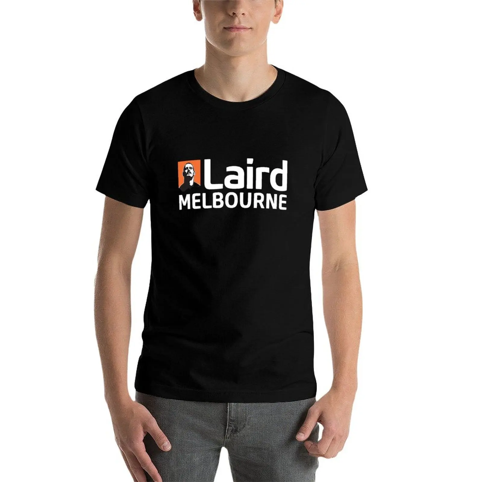 Фото Мужская футболка Laird Melbourne Horizontal, белая, 100% хлопок, повседневная футболка для мужчин №3