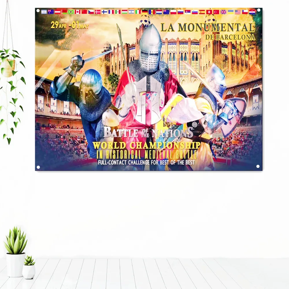 

Christian Knights Templar Battle Flag Banner Ancient Art of War Medieval Warriors Poster Canvas Painting Wall Hanging Tapestry 7