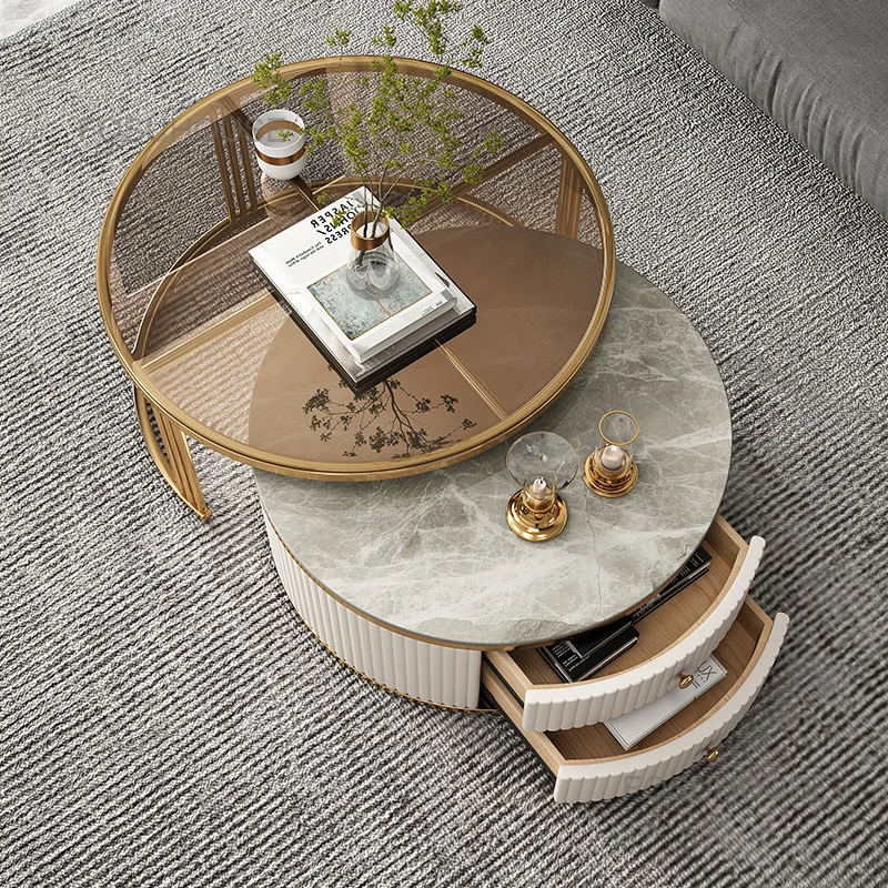 

Modern Simple Coffee Tables Light Luxury Household Nordic Round Coffee Table Glass Bedside Tavolino Da Salotto Home Furniture
