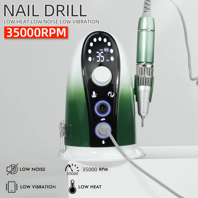 Rechargeable Nail Drill Portable Manicure Machine 35000RPM Nail Drill Electric Nail Sander for Nail Salon Nail Drill Bits Set