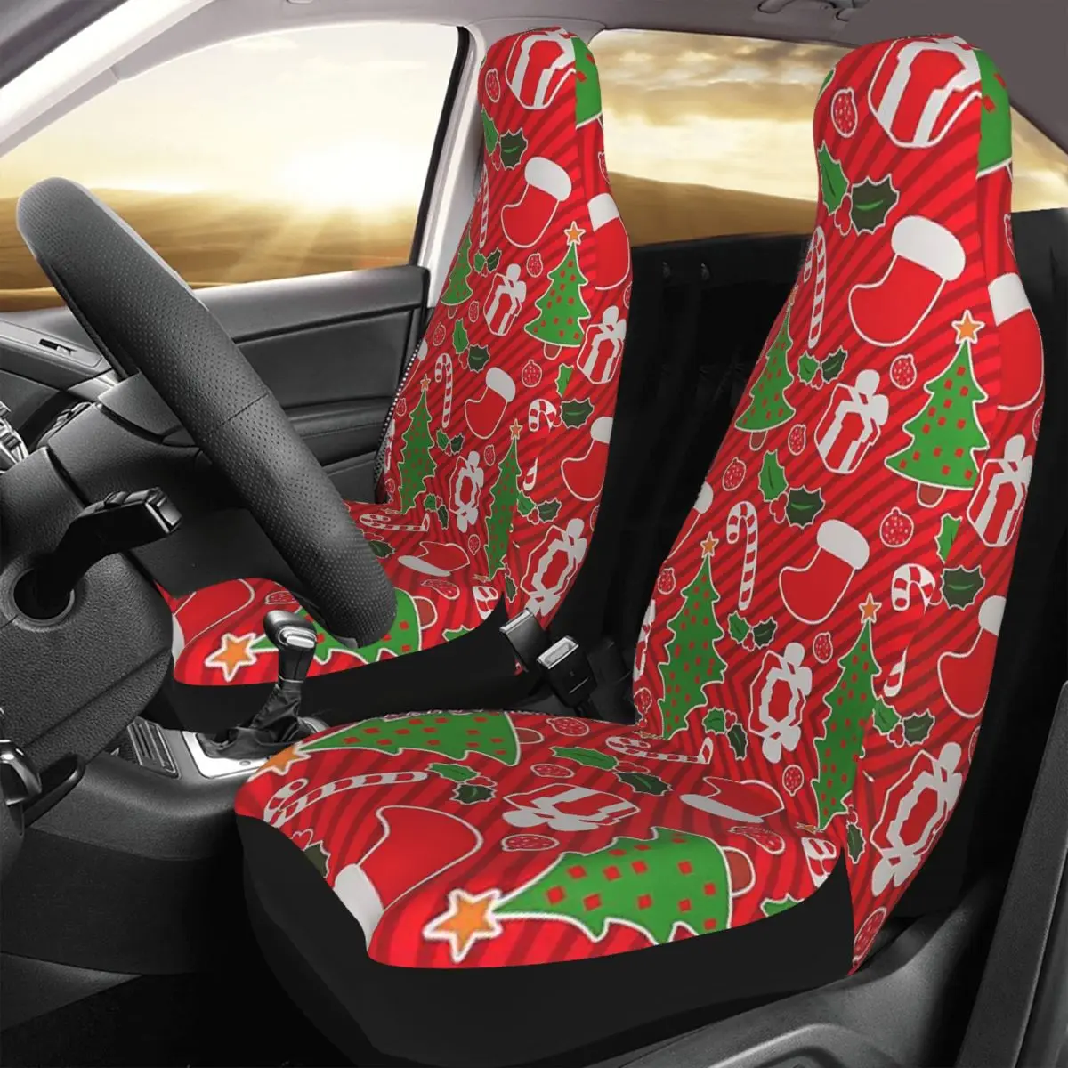 

Christmas Santa Universal Car Seat Cover Waterproof For SUV Winter Snowman Seat Cushion/Cover Fiber Hunting