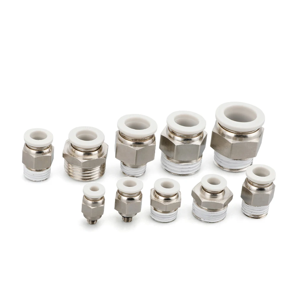 

White 1/8" 1/4" 3/8" 1/2" BSPT Male x 4/6/8/10/12/14/16mm OD Tube Air Pneumatic Push In Connector Quick Release Fitting Homebrew