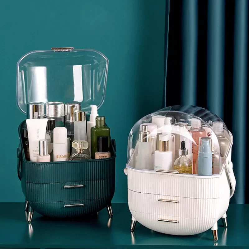 

2023 Fashion Big Capacity Cosmetic Storage Box Waterproof Dustproof Bathroom Desktop Beauty Makeup Organizer Skin Care Storage