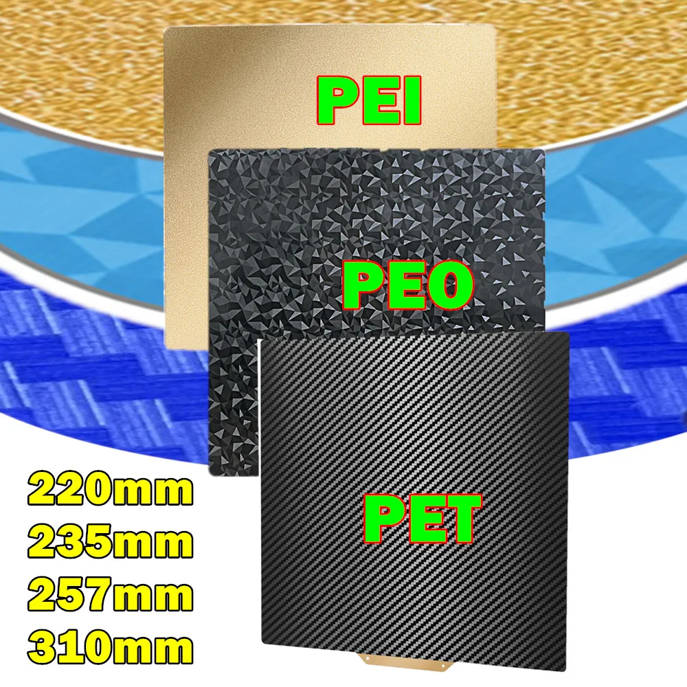 

Double Side PET/PEI/EPO Magnetic Spring Steel Sheet 220/235/257/310mm Flexible Bed PEI Plate For Ender3 CR10 CR20 Bambu Lab X1