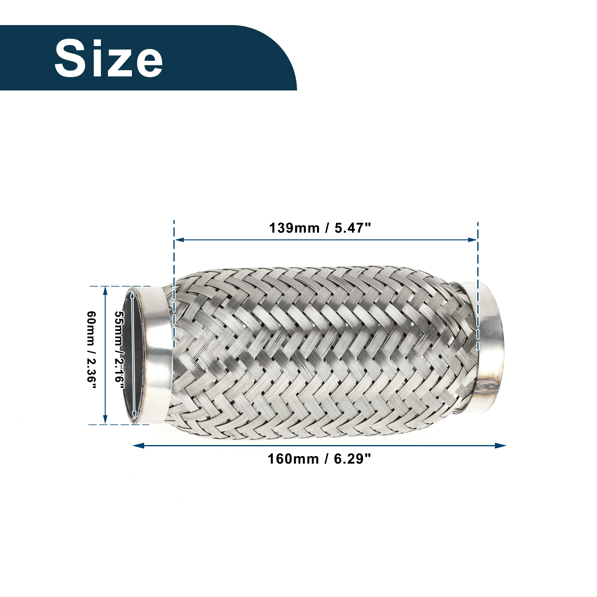 

UXCELL 45/50/60/65 мм ID автомобильная выхлопная гибкая труба выхлопная гибкая соединительная труба сильфон универсальный прочный нержавеющая сталь