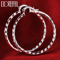 doteffil 925 sterling silver square 40mm circle hoop earrings for women lady best gift fashion charm engagement wedding jewelry