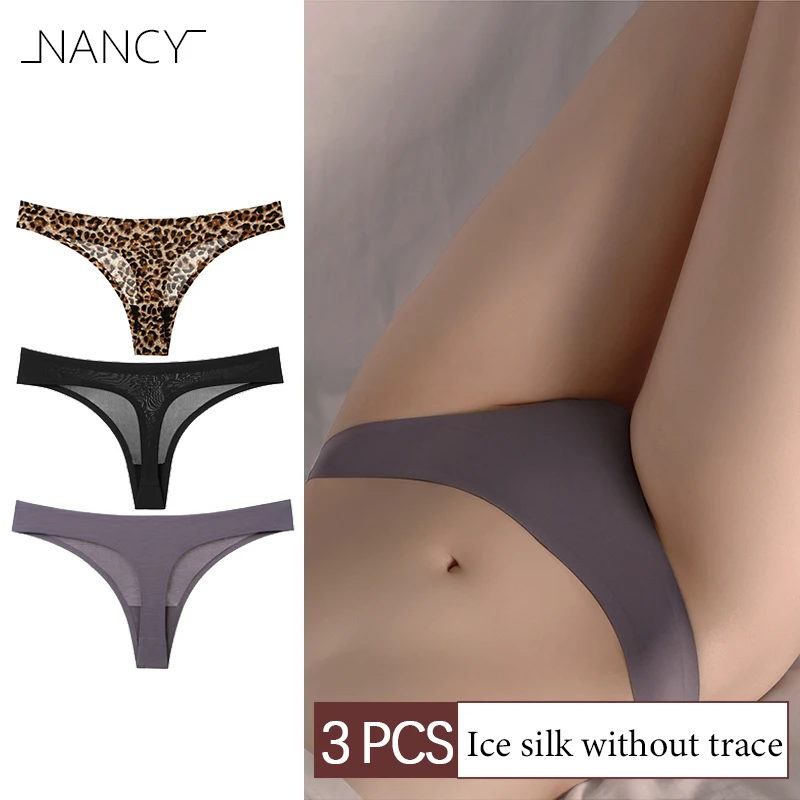 

Women Panties Fitness Sports Seamless Female Lingerie Sexy T-back G-string Thong Ice Silk Leopard Prin