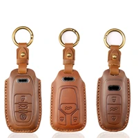 auto car styling leather key case for audi a1 a3 a4 a5 q7 a6 c5 c6 car holder shell remote cover car styling keychain