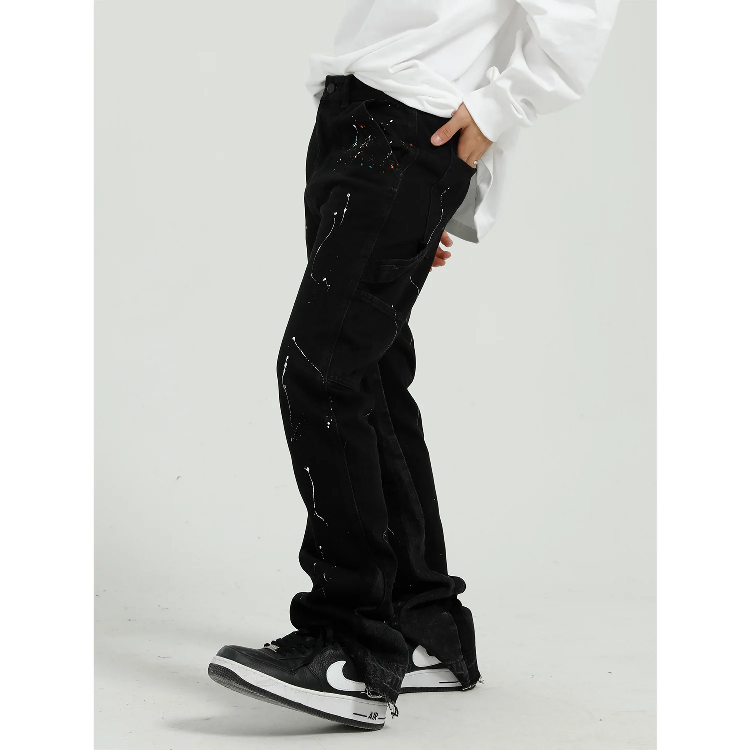 Jeans Mens New Retro Personalized Washing Paint Denim Pants Streetwear Mens Trousers Pantalones Vaqueros Para Hombre