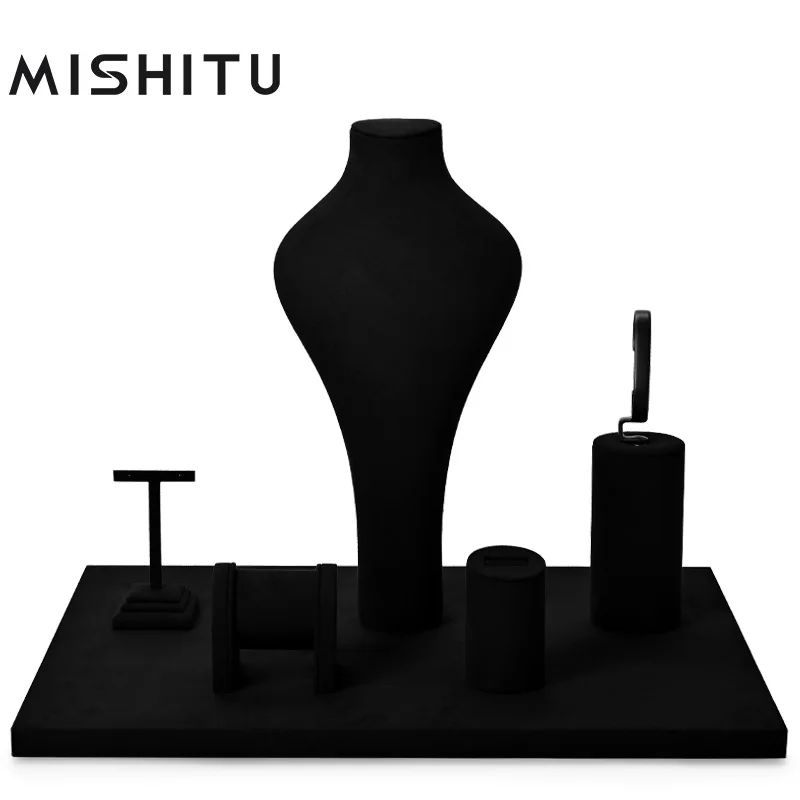 

Набор для демонстрации ювелирных изделий, черный манекен, подставка для ожерелья, кольца, серег, подставка для хранения украшений, лотки для...