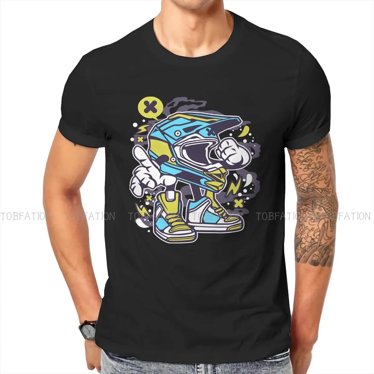 

Enduro Cross Motorcycle Racing Newest TShirt for Men Helm Mit Beinen Sneaker Motocross Supermoto T Shirt Gift Clothes Streetwear