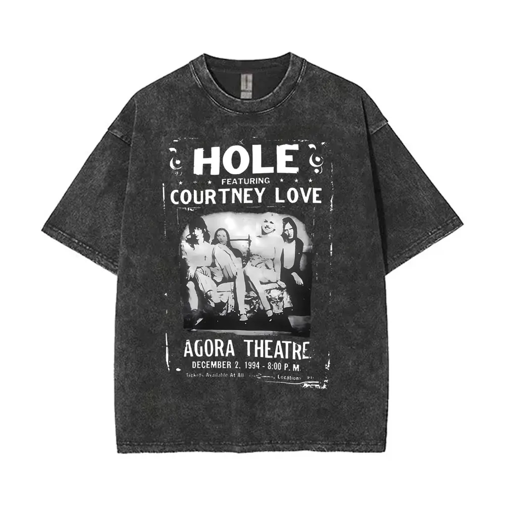 Фото Alternative Grunge Rock Band Hole Courtney Love Pretty on The Lnside Vintage Washed T Shirts Male Oversized T-shirts Streetwear №4