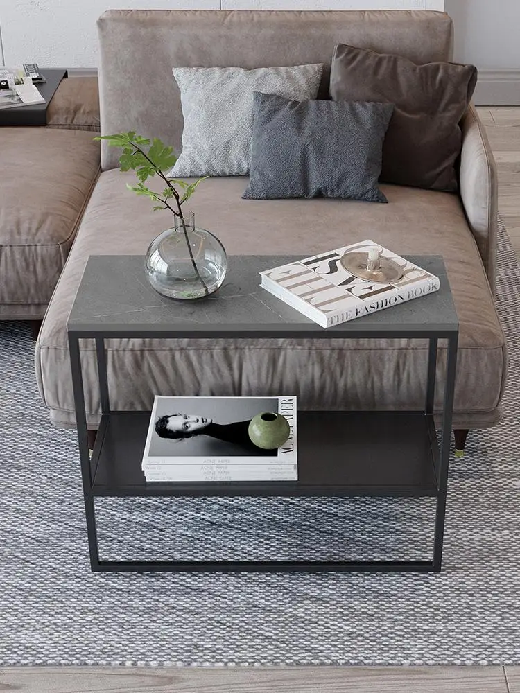 Шиферный квадратный столик для гостиной диван боковой шкаф прикроватный