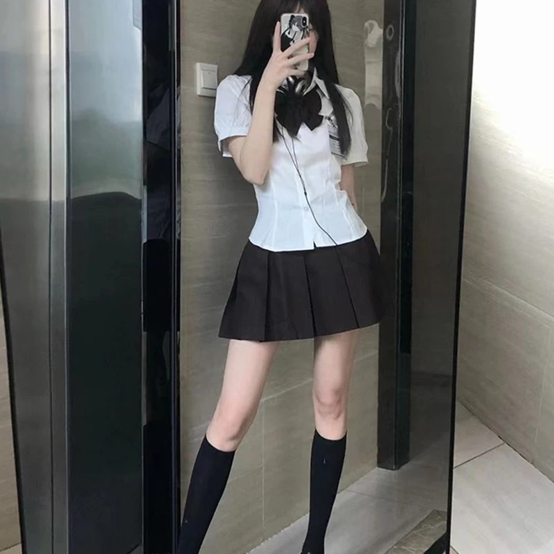 Женская рубашка в корейском стиле с коротким рукавом