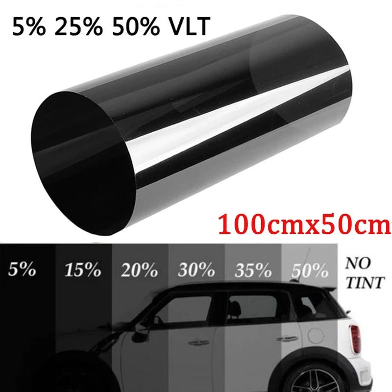 

5% 25% 50% VLT Light Transmission Car Window Tint Film UV Protector Auto Home Sun Shade Sticker Anti-UV Decals 100*50cm