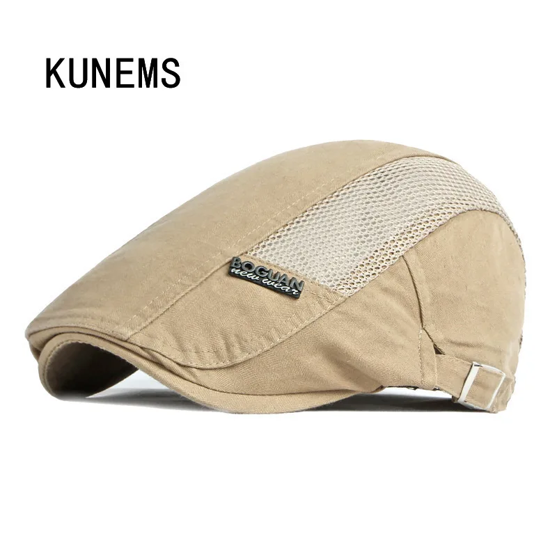 

KUNEMS Solid Mesh Berets Mens Hat Fashion Newsboy Caps Boinas Cotton Hats for Man Casual Dad Cap Casquette Gorros Hombre