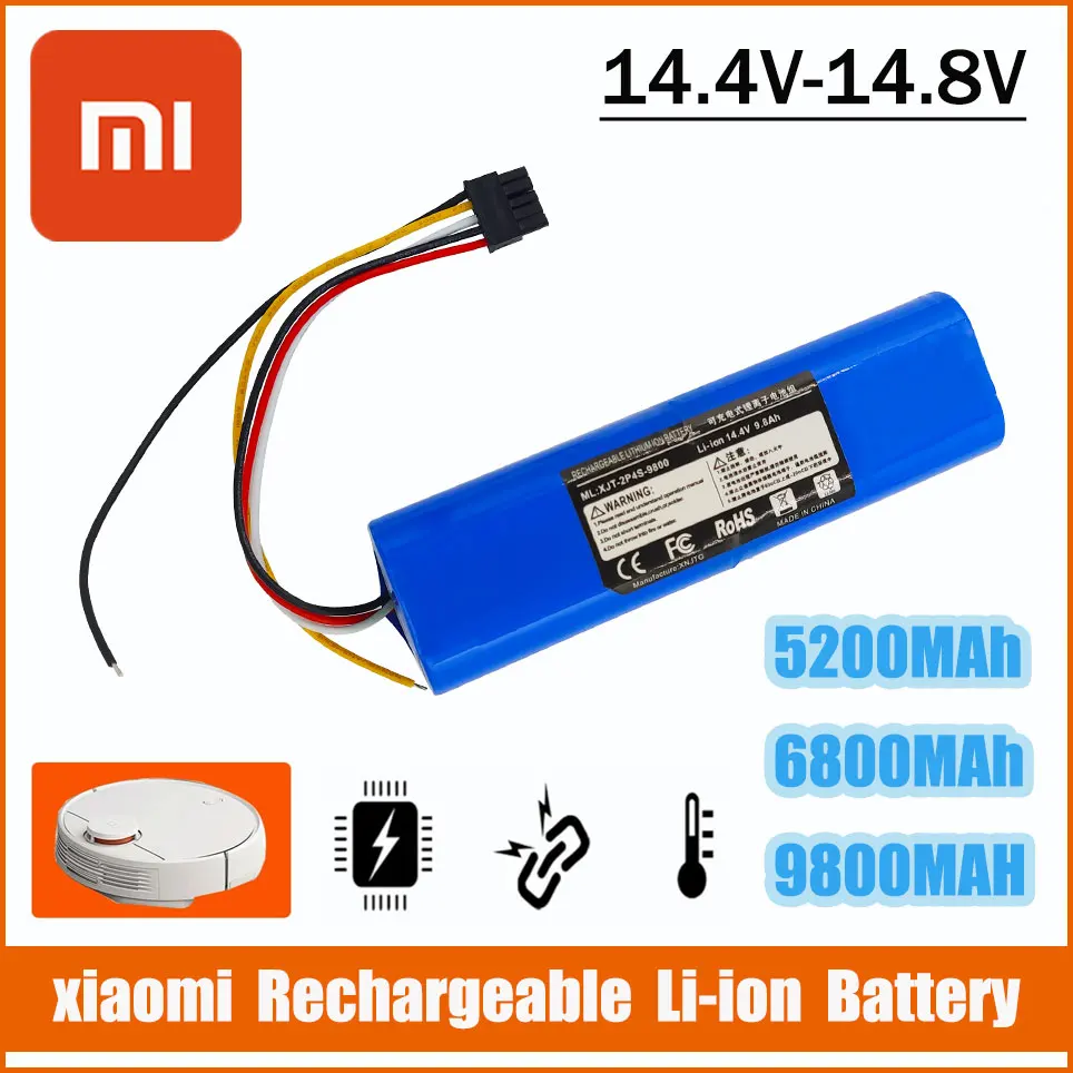 

New 14.8V Xiaomi 5200mAh/6800mAh/9800mAh INR18650 MH1-4S2P-300S Robot Battery For Cecotec Conga 5090 5490 Robotic Vacuum Cleaner